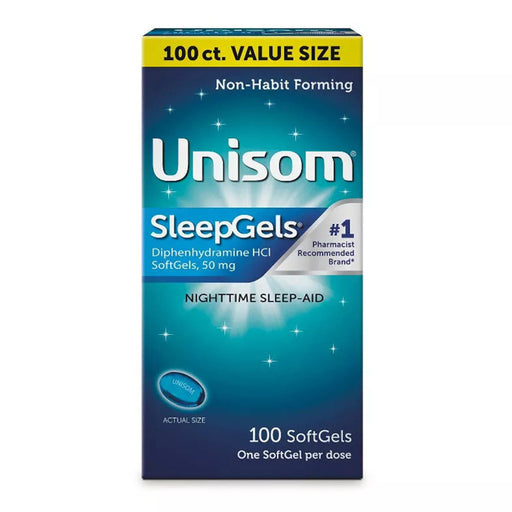 Unisom Unisom SleepGels Nighttime Sleep Aid, 50mg Diphenhydramine HCl, 100 Softgels Sleeping Aids Dark Cyan