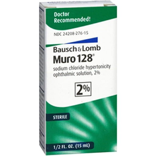 Bausch & Lomb Muro -128 2% Sodium Chloride Hypertonicity  Ophthalmic  Solution Drops 15 Ml Eye Drops & Lubricants White Smoke