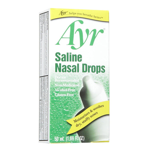 Ayr Ayr Saline Nasal Drops, Non-Medicated Relief for Dry Nose, 50 mL (1.7 fl oz) Respiratory Care White Smoke