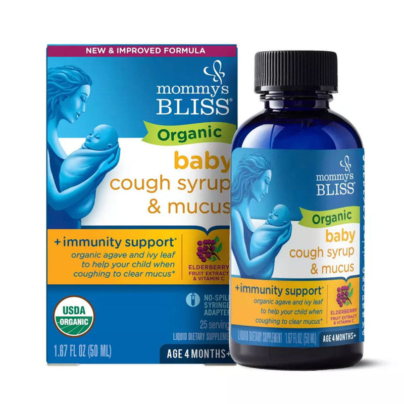 Mommy's Bliss Mommy's Bliss Organic Baby Cough Syrup & Mucus Relief + Immunity Boost, 1.67 Oz Syrup White Smoke