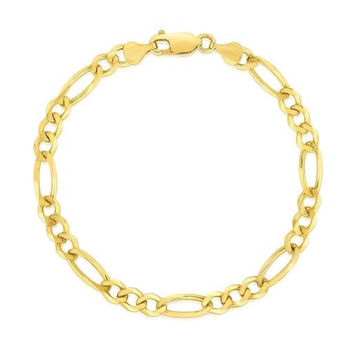 Bids.com 10k Yellow Gold Solid Figaro Bracelet (4.50 mm) Bracelets White Smoke 7 / Yellow Gold,8 / Yellow Gold
