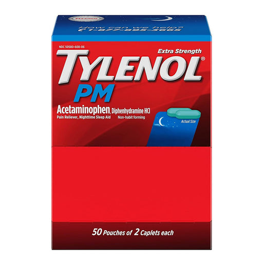 Tylenol Tylenol Pm Extra Strength Caplets, 50X2 Medicine & Drugs Red
