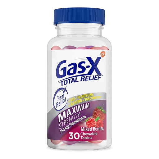 Gas-X Gas-X Total Relief, Maximum Strength, 250 Mg, Mixed Berries, Chewable Tablets Health & Beauty White Smoke