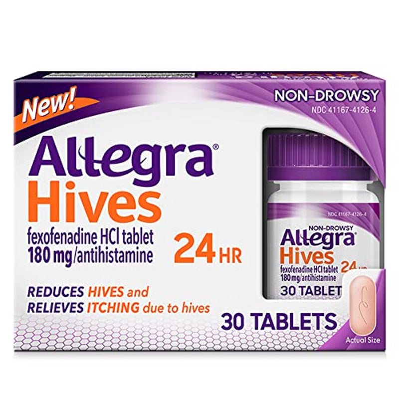 Allegra Allegra Hives 24 Hour Non-Drowsy Antihistamine, 180mg (30 Count) Medicine & Drugs White Smoke