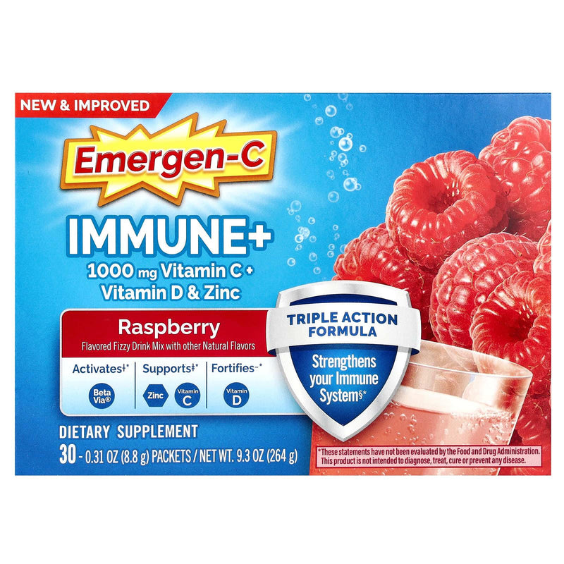 Emergen-C Emergen-C Immune Support+ Fizzy Drink Mix Raspberry 30Ct Vitamins & Supplements Medium Turquoise