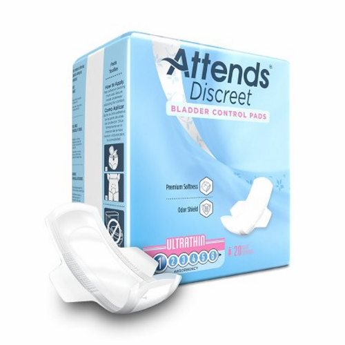 Attends Attends Discreet Ultra Thin Bladder Control Pads Light Absorbency 9 Inch Length, Count Of 20 Medical White Smoke
