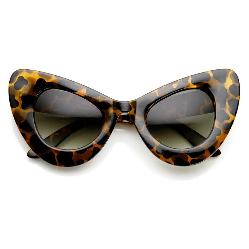 zeroUV Retro Mod Super Trendy Women's Fashion Cat Eye Sunglasses 9233 Sunglasses White Smoke Tortoise Grey Fade
