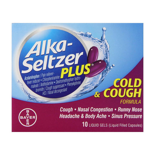 Alka-Seltzer Alka-Seltzer Plus Cold & Cough Relief, Liquid Gels (10 Count) Medicine & Drugs Brown