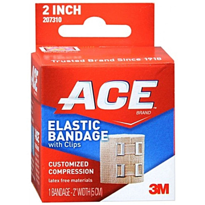 ACE ACE Elastic Bandage, With Clips, 2 Inch Medical Tape & Bandages White Smoke
