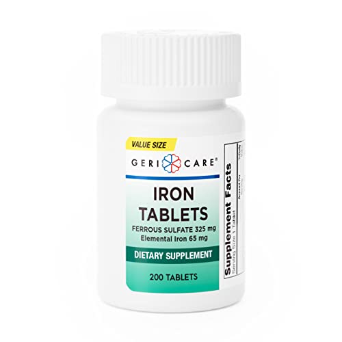 GeriCare GeriCare Ferrous Sulfate 325 mg (65 mg Elemental Iron) – Iron Supplement (100 Tablets) Tablet Computers Lavender