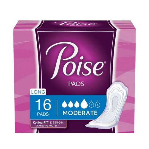 Poise Poise Pads 16 Ct. Moderate Absrobancy, Long Length Medical Supplies Pale Violet Red