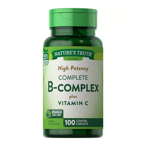 Nature's Truth Nature's Truth B-Complex Plus Vitamin C (Complete High Potency - 100 Caplets) Vitamins & Supplements White Smoke