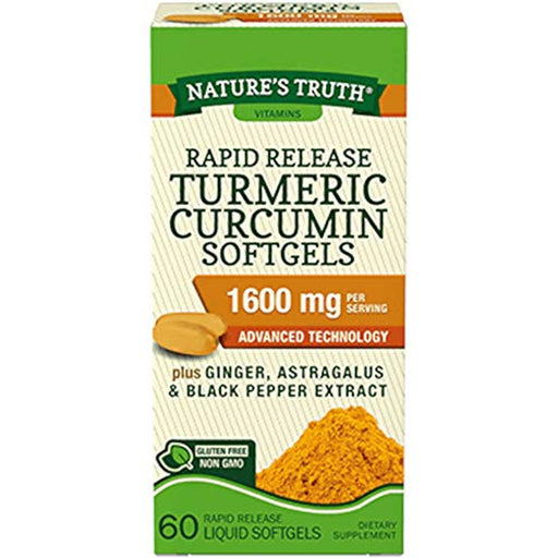 Nature's Truth Nature's Truth  Rapid Release  Turmeric Curcumin 60 Softgels Vitamins & Supplements Beige