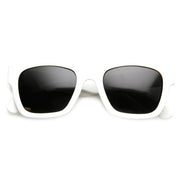 zeroUV Artist Indie Hipster Fashion Soft Rubber Horned Rim Sunglasses 8355 Sunglasses White Smoke White