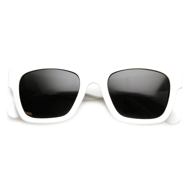 zeroUV Artist Indie Hipster Fashion Soft Rubber Horned Rim Sunglasses 8355 Sunglasses White Smoke White
