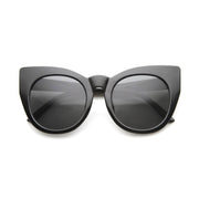 zeroUV Women's Retro 1960's Mod Oversize Cat Eye Sunglasses 9799 Sunglasses White Smoke Shiny Black Smoke