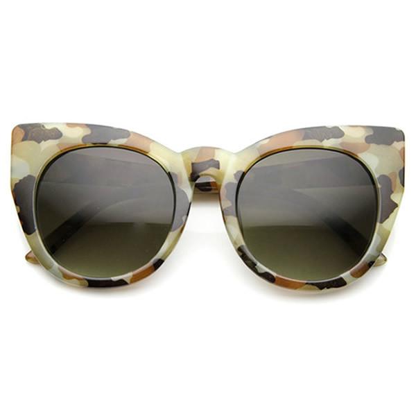 zeroUV Women's Retro 1960's Mod Oversize Cat Eye Sunglasses 9799 Sunglasses White Smoke Brown Marble Smoke