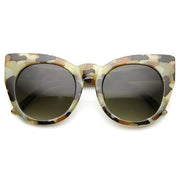 zeroUV Women's Retro 1960's Mod Oversize Cat Eye Sunglasses 9799 Sunglasses White Smoke Shiny Black Smoke,Shiny Tortoise Brown,Camo Amber,Grey Marble Smoke,Brown Marble Smoke,Matte Black Green