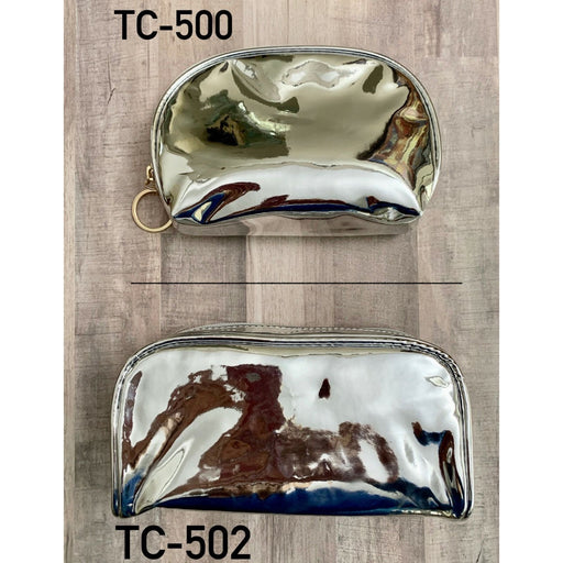 0 Kingsley Silver Metal Travel Cosmetic Makeup Organizer Bag TC-502 Cosmetic & Toiletry Bags Dark Gray