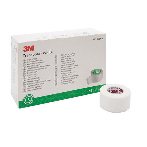 3M 3M Medical Tape Transpore White 1 Inch X 10 Yard Plastic NonSterile, Box Of 12 Medical White Smoke
