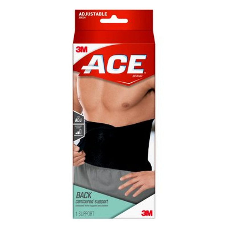 ACE ACE Contoured Back Support, One Size Adjustable, Black Supports & Braces Black