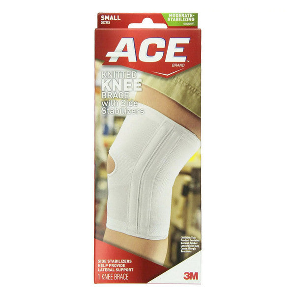 ACE Ace Knitted Knee Brace With Side Stabilizers Small 207354 Supports & Braces Light Gray Default Title