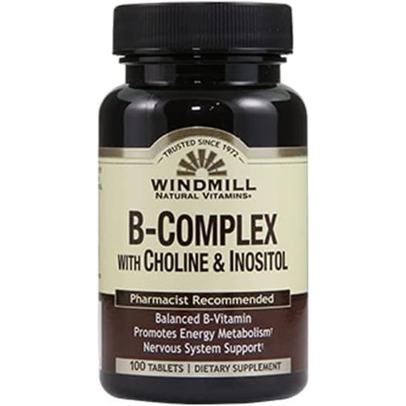 Windmill Windmill® B-Complex with Choline & Inositol – 100 Tablets Vitamins & Supplements Black