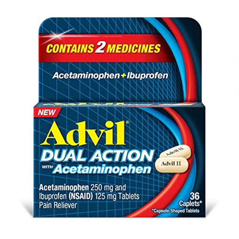 Advil Advil Dual Action With Acetaminophen Caplets Pain Reliever Health & Beauty White Smoke