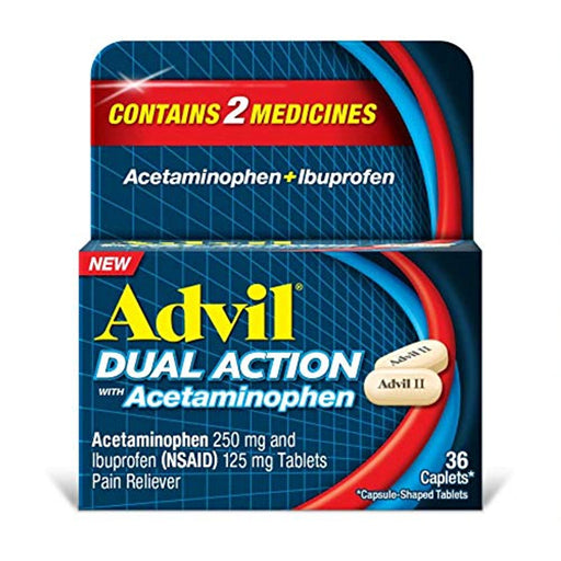 Advil Advil Dual Action With Acetaminophen Caplets Pain Reliever Health & Beauty White Smoke