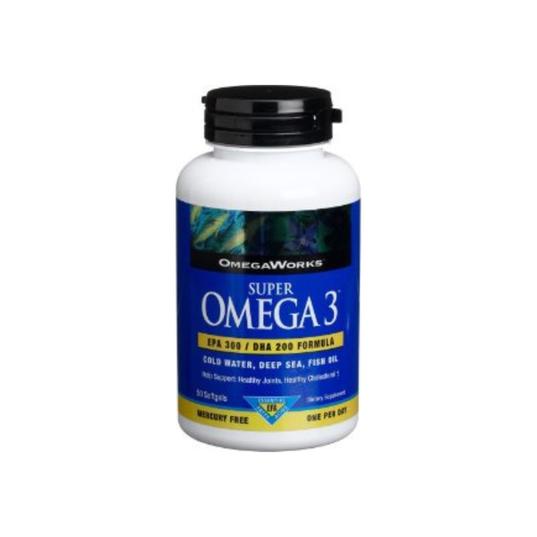 OmegaWorks OmegaWorks Super 3 – EPA 300 / DHA 200 Formula (50 Softgels) Vitamins & Supplements White Smoke