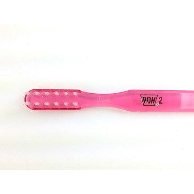 Poh Poh 2 Adult 2 Row Orthodontic Toothbrush, Soft, For Braces Made In Usa Toothbrushes Hot Pink