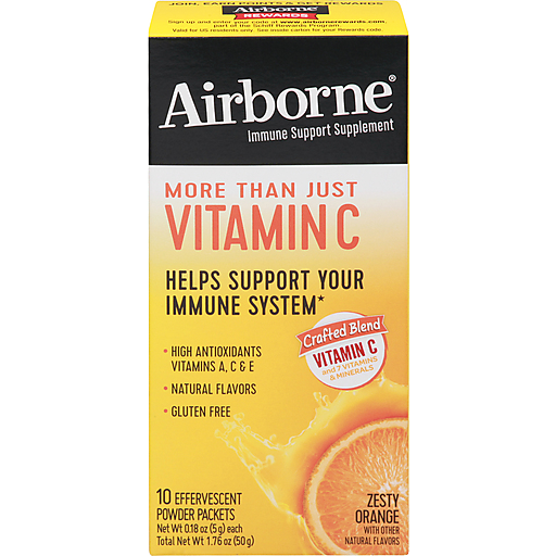 Airborne Airborne Vitamin C, Zesty Orange, Packets Personal Care Sandy Brown