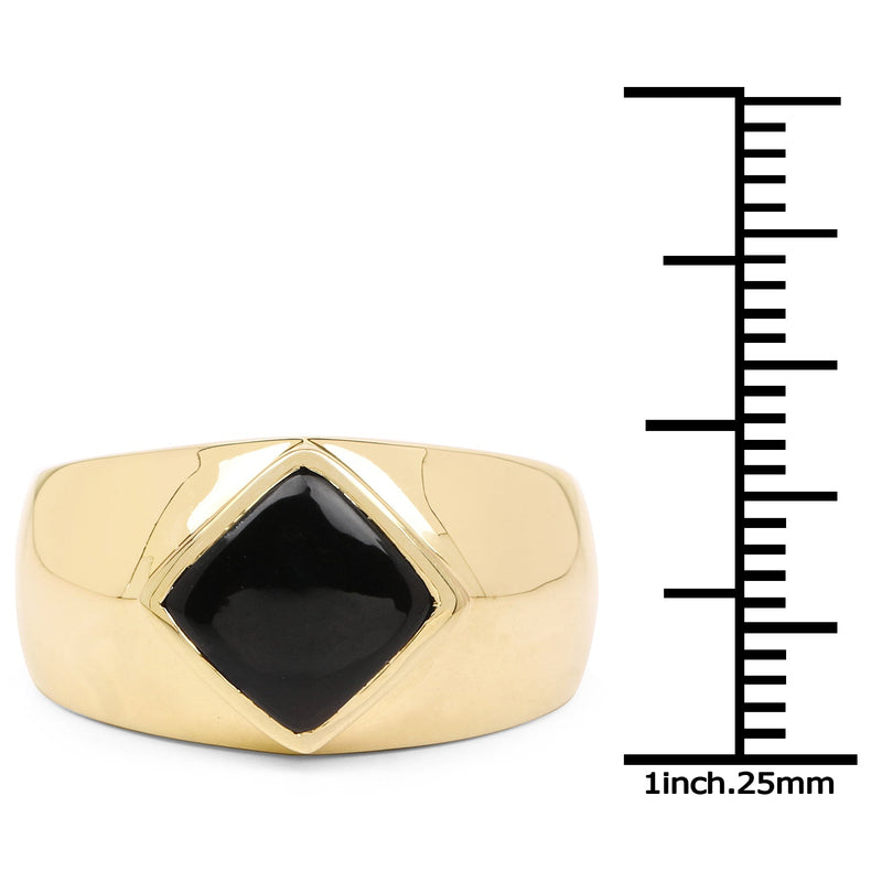 Bids.com 14K Yellow Gold Plated 2.00 Carat Genuine Black Onyx .925 Sterling Silver Ring Rings White Smoke size 8.00,size 9.00,size 6.00,size 7.00