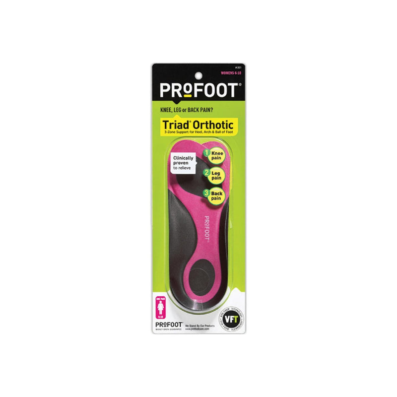 Profoot ProFoot Triad Orthotic Insoles for Women, 3-Zone Support, 1 Pair Insoles & Inserts Black