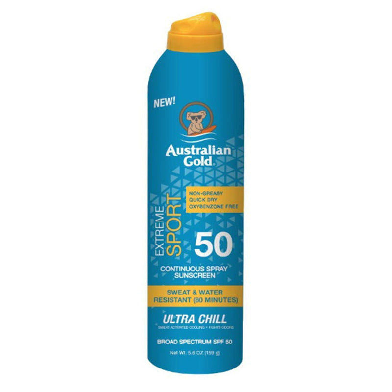 Australian Gold Australian Gold Extreme Sport Continuous Spray Sunscreen Ultra Chill SPF 50 6 Oz Sunscreen White Smoke