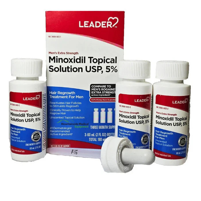0 Leader(tm) Men's Minoxidil Topical 5% Solution 3 Month Supply Shipping Supplies White Smoke