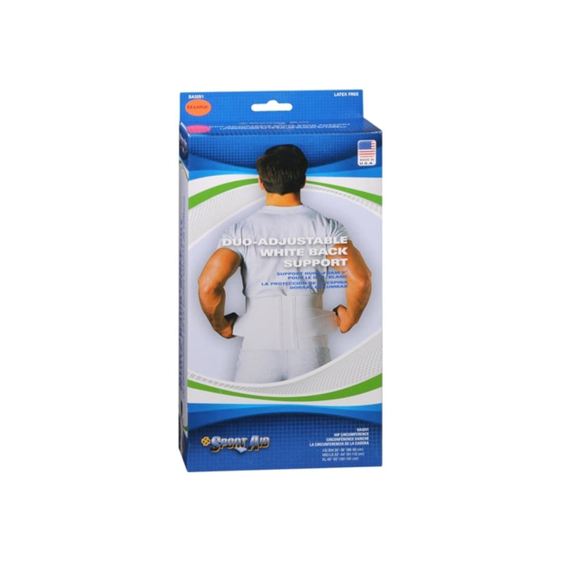 Sport Aid Sport Aid Duo-Adjustable Back Support – White (M/L) Back & Lumbar Support Cushions Light Gray