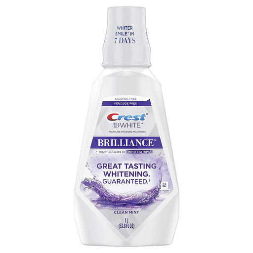 Crest Crest 3D White Brilliance Alcohol Free Whitening Mouthwash Clean Mint 33.8 Fl Oz Mouthwash White Smoke