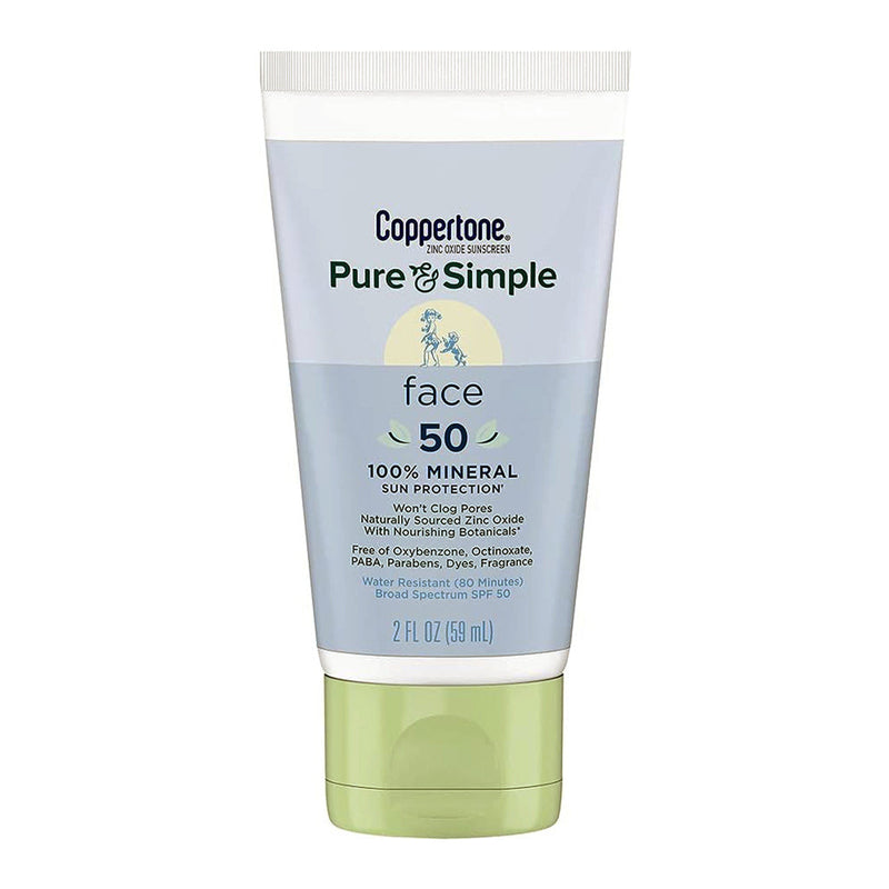 Coppertone Coppertone Pure & Simple For Face SPF 50 Sunscreen Lotion, 2 Oz Sunscreen White Smoke