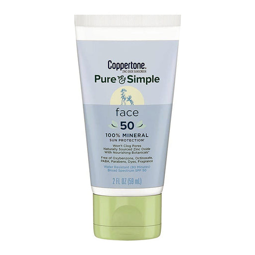 Coppertone Coppertone Pure & Simple For Face SPF 50 Sunscreen Lotion, 2 Oz Sunscreen White Smoke