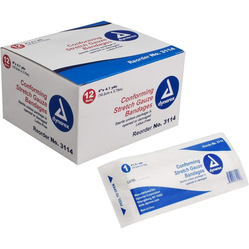 Dynarex Dynarex 3114 Stretch Gauze Bandages – Bulk Box (96 Rolls) Medical Tape & Bandages White Smoke