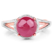 Bids.com 14K Rose Gold Plated 5.05 Carat Glass Filled Ruby .925 Sterling Silver Ring Rings White Smoke size 7.00,size 8.00,size 6.00,size 9.00