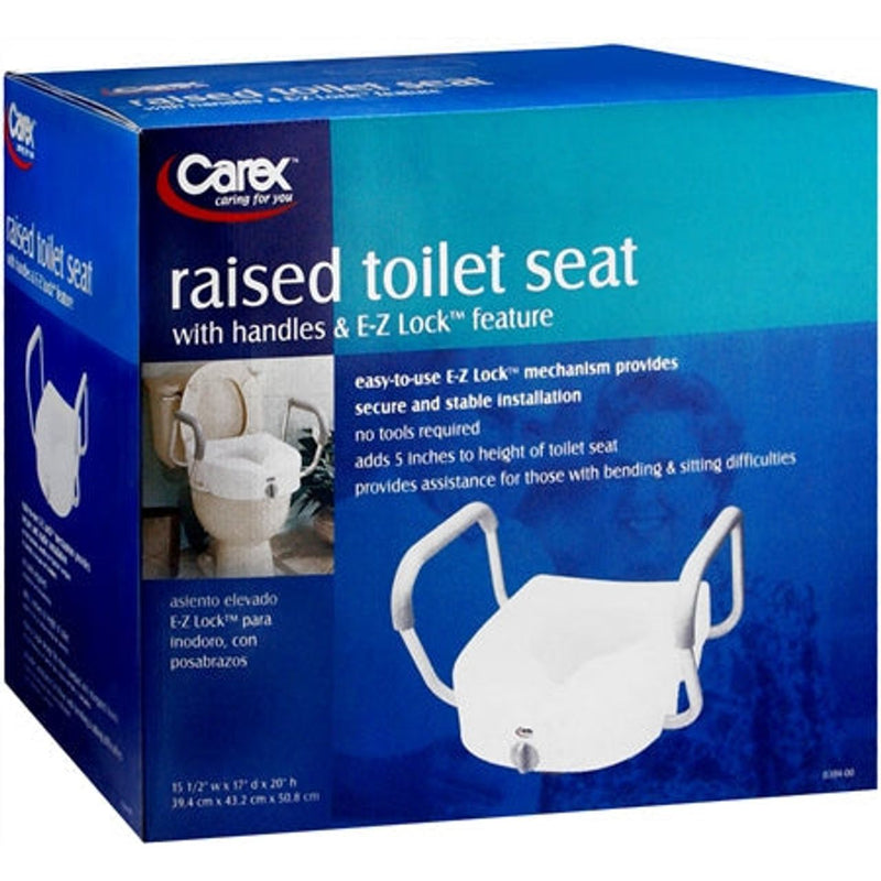 Carex Carex E-Z Lock Raised Toilet Seat With Non-Adjustable Handles Bath & Body White Smoke