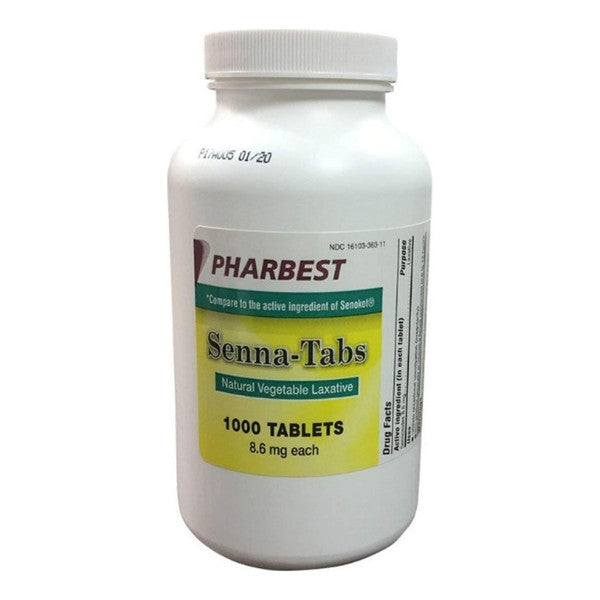 Pharbest Senna Laxative 8.6 mg, Natural Vegetable Origin, 1000 Tablets Medicine & Drugs White Smoke