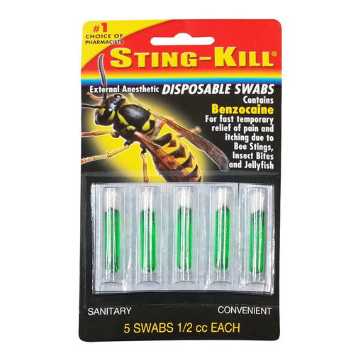 Sting-Kill Sting-Kill External Anesthetic Swabs, Maximum Strength Pain & Itch Relief, 5 Count First Aid Gray