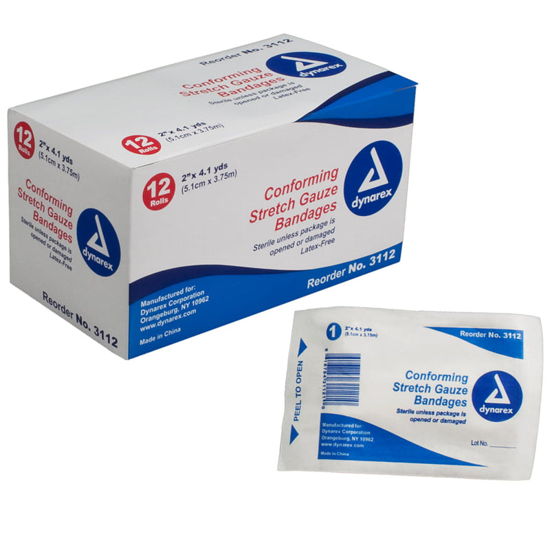 Dynarex Dynarex® Sterile Stretch Gauze Bandage – 2" Roll First Aid White Smoke