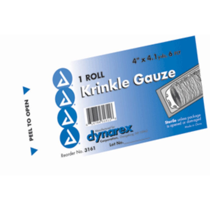 Dynarex Dynarex Gauze Krinkle Rolls Sterile - 4.5 Inches X 4.1 Yards - 6 Ply Medical White Smoke