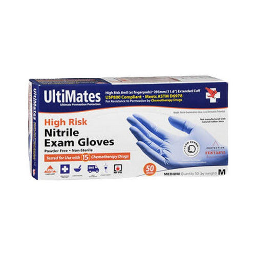 Ultimates Ultimates High Risk Nitrile Exam Gloves Extended Cuff Medium Disposable Gloves Lavender
