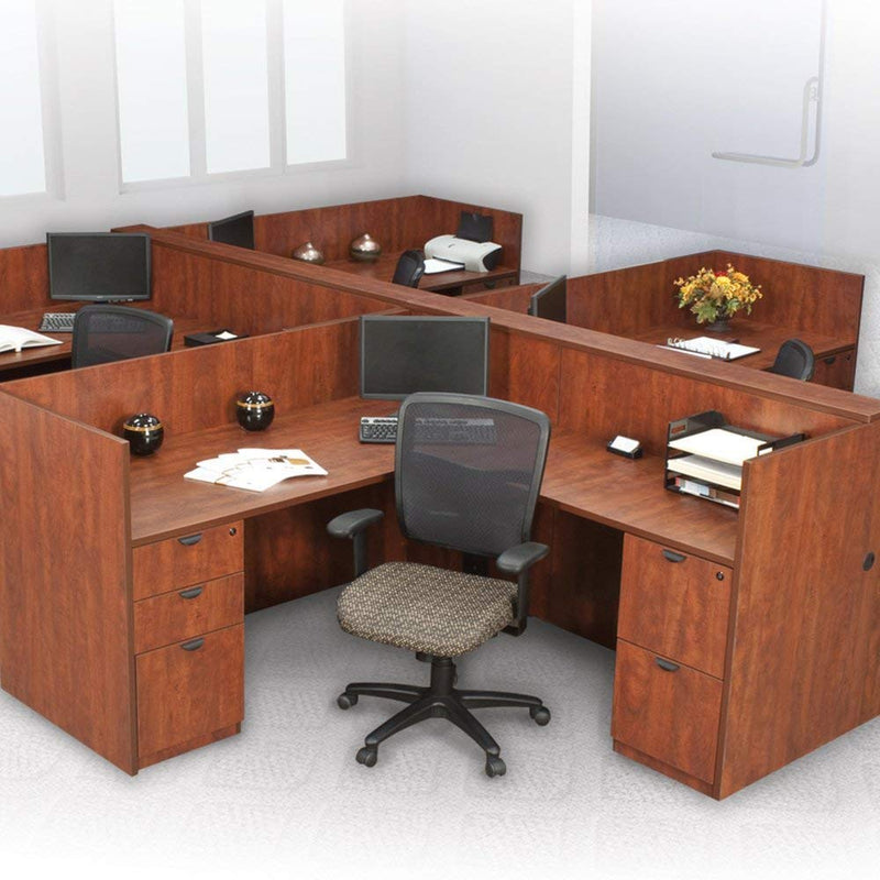 Office Pope Office Pope Workstation Cubicle Desk, L-Shaped Systems Furniture, Wooden Panels, Modular Station (1 Person Workstation W 0 File Cabinets, Mahogany) Workstations & Cubicles Sienna