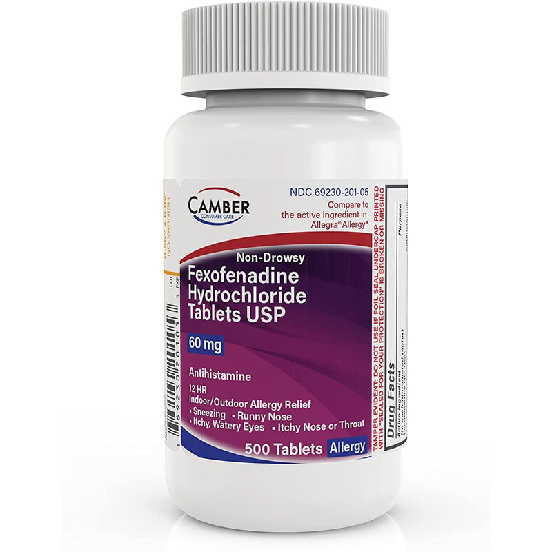 Camber Camber Fexofenadine Hydrochloride, 500 Tabs Vitamins & Supplements Light Gray